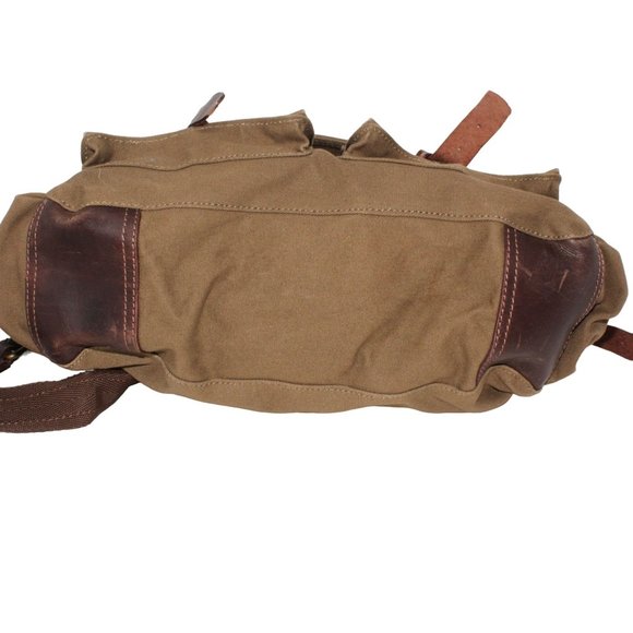 Berchirly Green Brown Canvas Messenger Bag Laptop Lined Buckle Snap Closure - Picture 4 of 12
